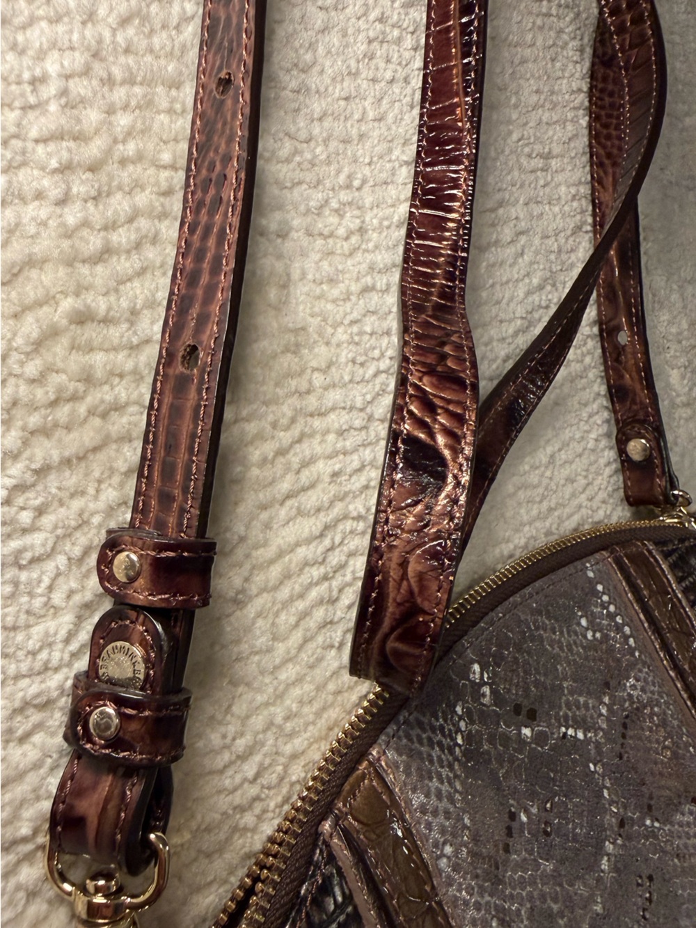 Brahmin Metallic Rose Brown Crossbody Bag with Tassel - Picture 8 of 8